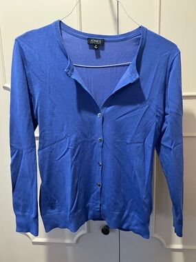 Jones New York Bright Blue Button-Up Cardigan
